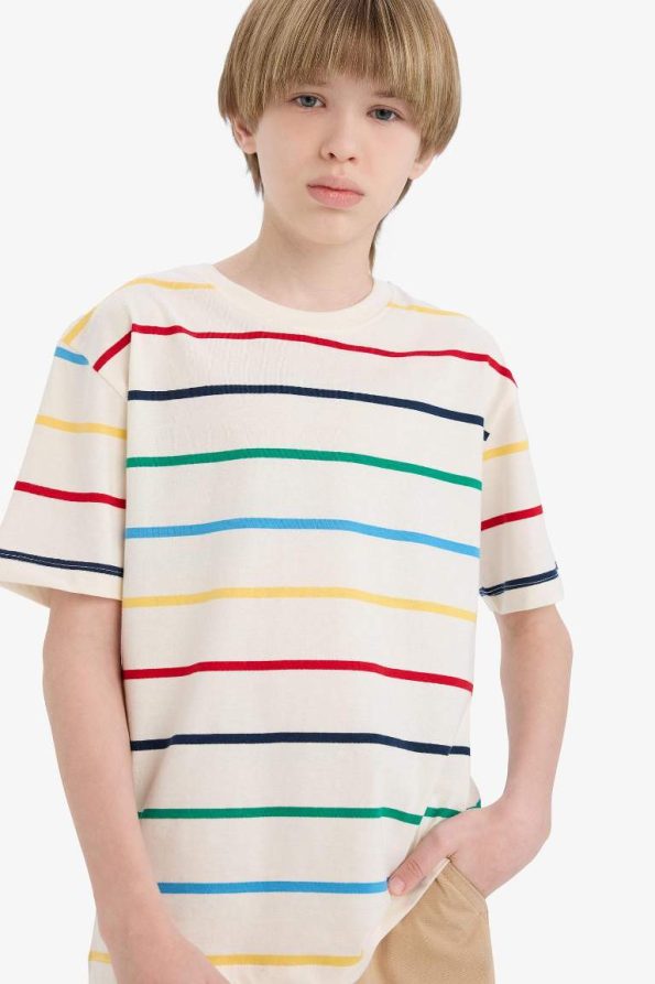 Boys' Striped Short Sleeve Crew Neck T-Shirt