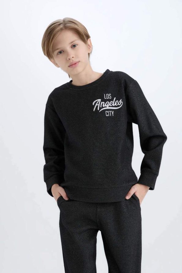 Boys' 2-Piece Printed Sweatshirt and Elastic Waist Pants Set