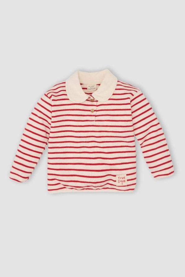 Girls' Striped Peter Pan Collar Sweatshirt