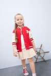 Girls' Printed College Style Soft Fleece Lined Bomber Jacket