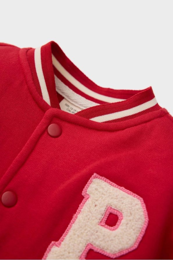 Girls' Printed College Style Soft Fleece Lined Bomber Jacket