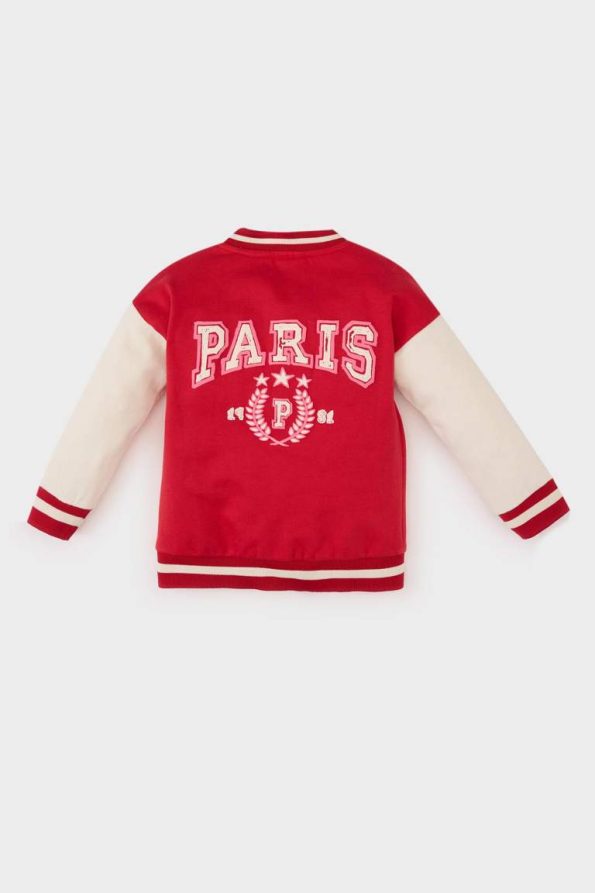 Girls' Printed College Style Soft Fleece Lined Bomber Jacket