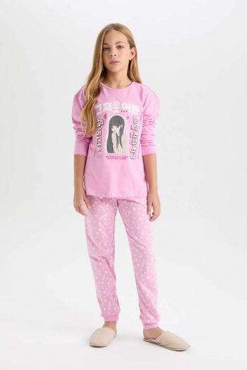 Girls' Printed Long Sleeve Pajama Set