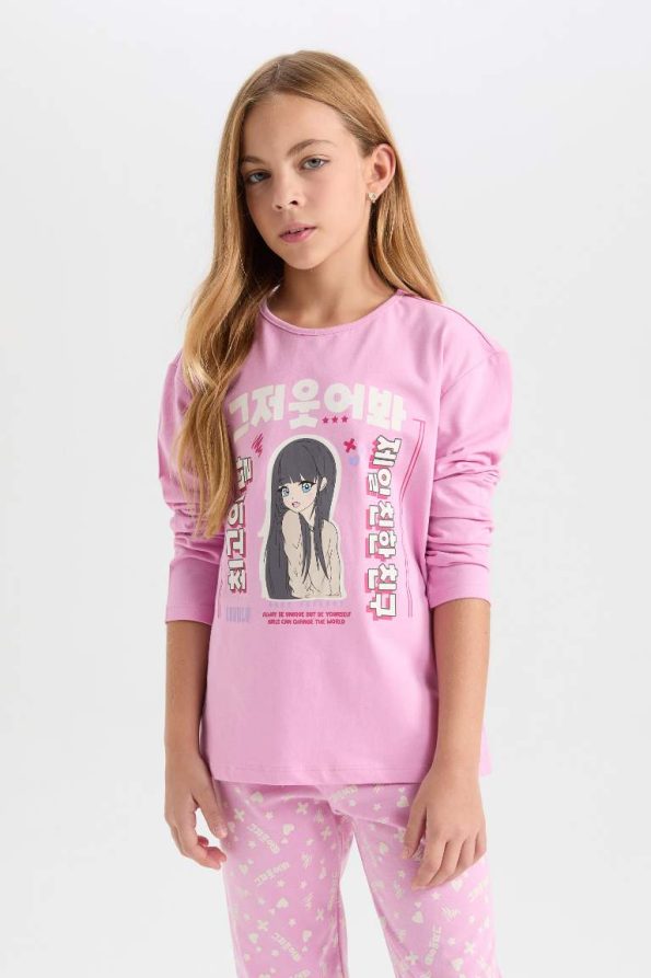 Girls' Printed Long Sleeve Pajama Set