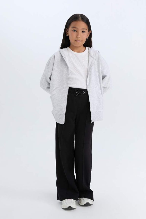 Girls' Oversized Hoodie Basic Zip Sweatshirt