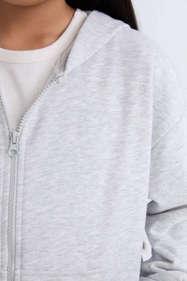 Girls' Oversized Hoodie Basic Zip Sweatshirt