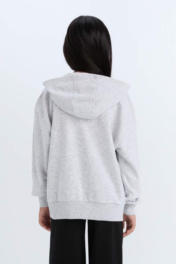 Girls' Oversized Hoodie Basic Zip Sweatshirt