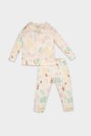 Girls' Baby Pajama Set with Safari Print Long Sleeve Top and Elastic Waist Bottom