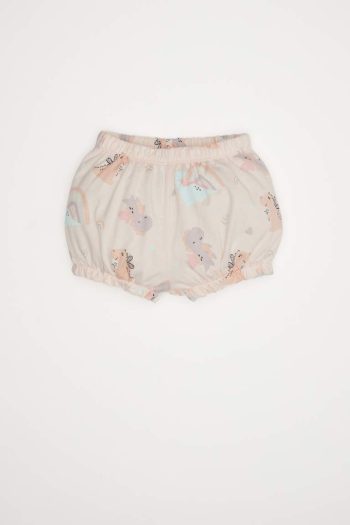 Girls' Dinosaur Print Short Sleeve Pajama Set with Elastic Waist Shorts