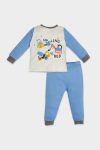 Boys' Long Sleeve Pajama Set with Vehicle Print and Elastic Waist Pants
