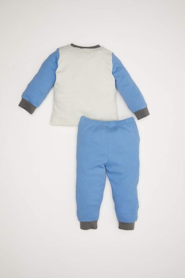 Boys' Long Sleeve Pajama Set with Vehicle Print and Elastic Waist Pants