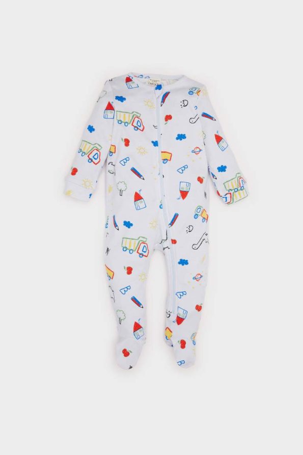 Boys' Newborn Dinosaur Print Long Sleeve Zippered Romper