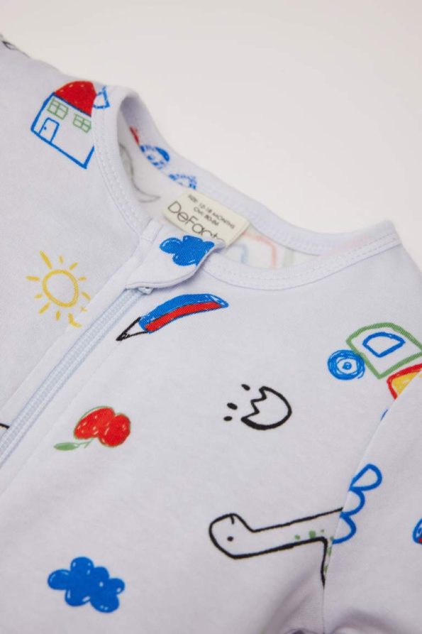 Boys' Newborn Dinosaur Print Long Sleeve Zippered Romper