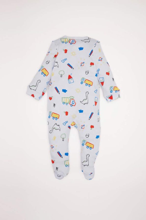 Boys' Newborn Dinosaur Print Long Sleeve Zippered Romper