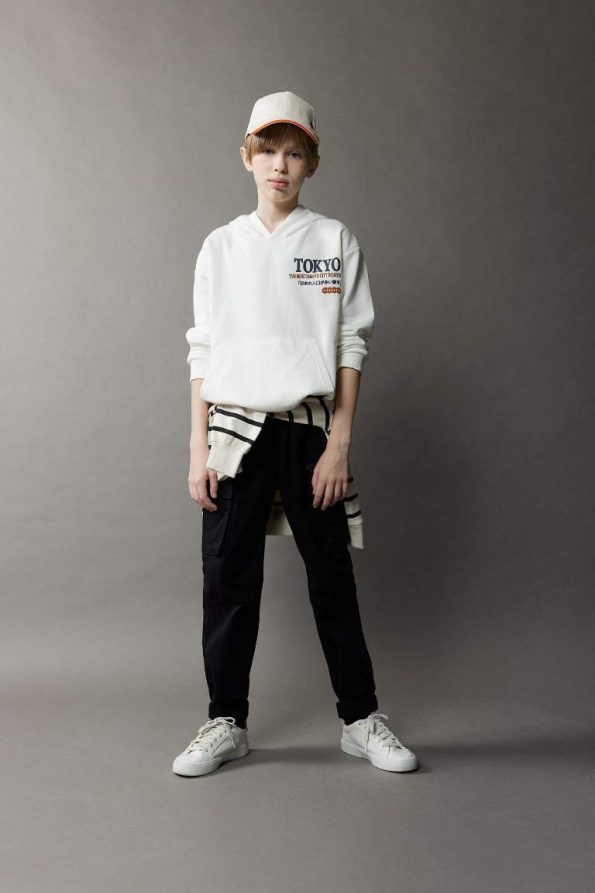 Boys' Oversized Hooded Sweatshirt with Back Print
