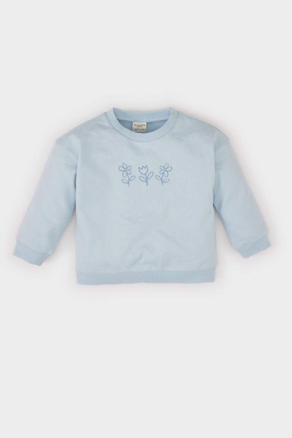 Girls' Floral Print Crew Neck Sweatshirt