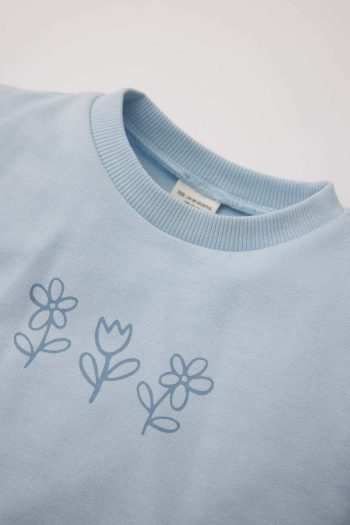 Girls' Floral Print Crew Neck Sweatshirt