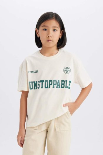 Girls' Relax Fit Printed Short Sleeve T-Shirt
