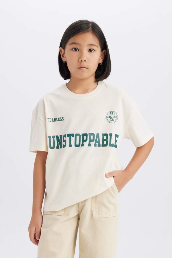 Girls' Relax Fit Printed Short Sleeve T-Shirt