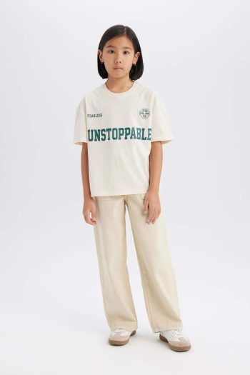 Girls' Relax Fit Printed Short Sleeve T-Shirt