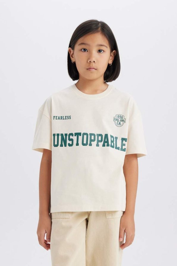 Girls' Relax Fit Printed Short Sleeve T-Shirt