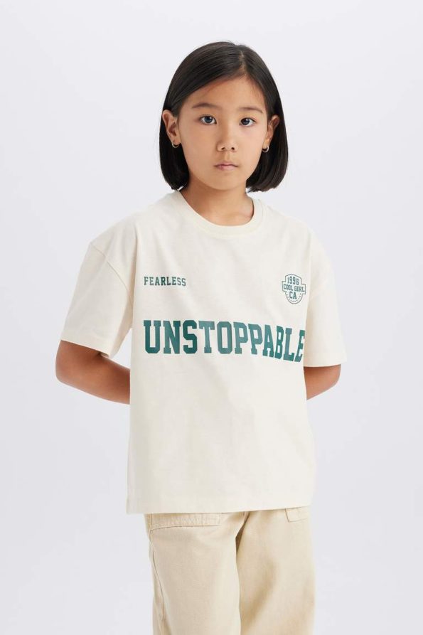 Girls' Relax Fit Printed Short Sleeve T-Shirt