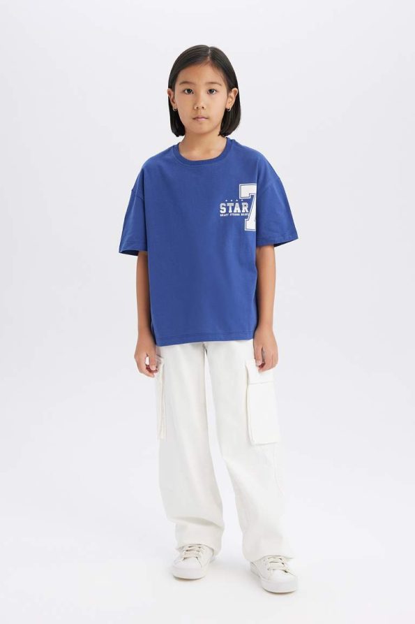 Girls' Oversized Wide Fit Crew Neck Short Sleeve T-Shirt