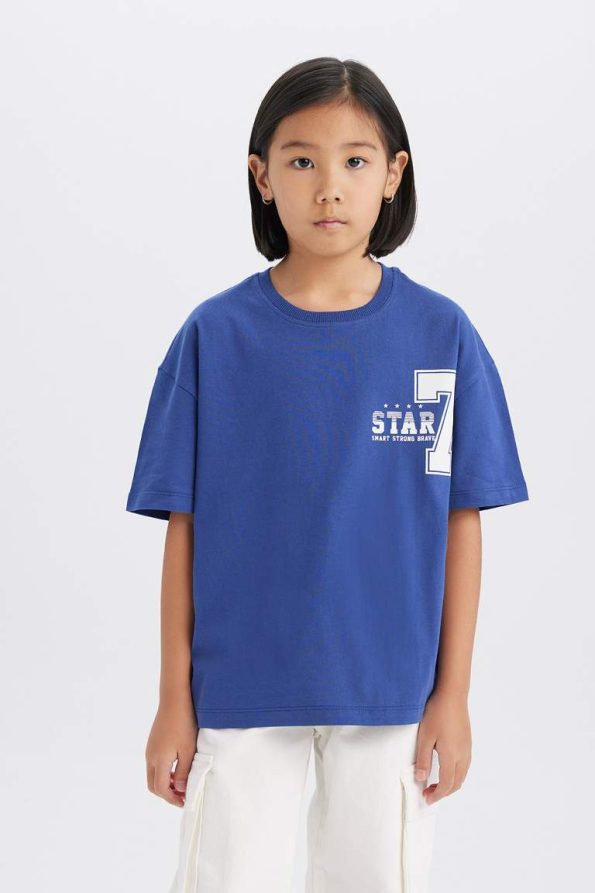 Girls' Oversized Wide Fit Crew Neck Short Sleeve T-Shirt