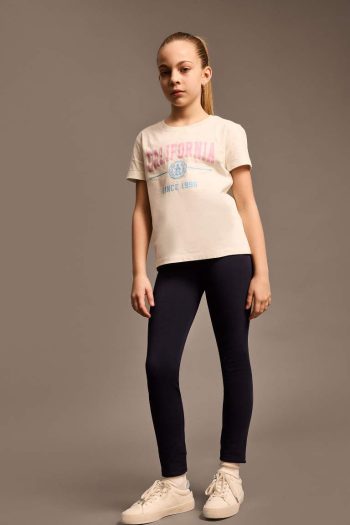 Girls' Short Sleeve Printed Crew Neck T-Shirt