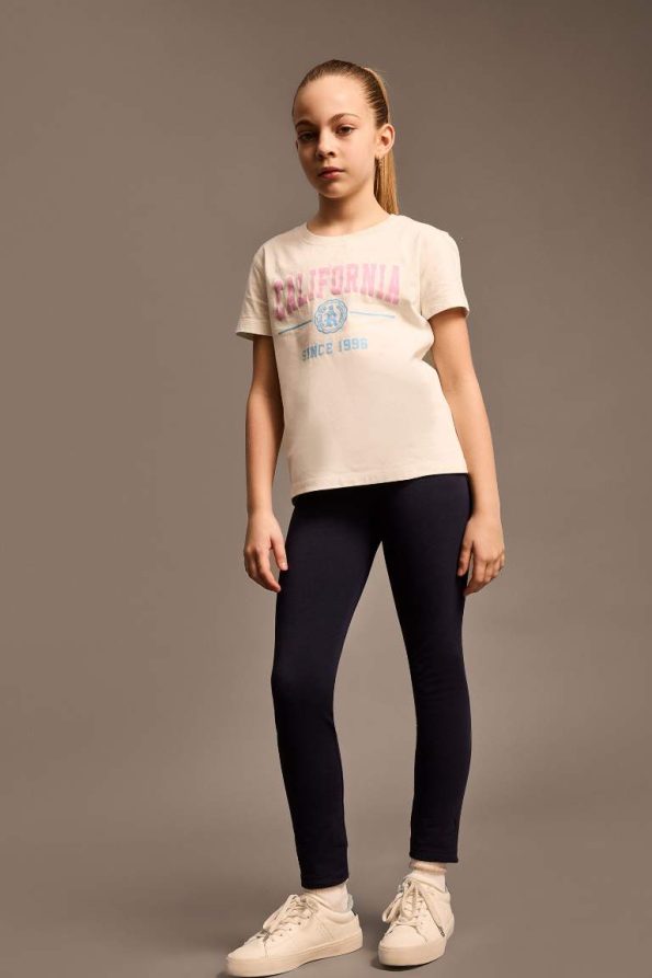 Girls' Short Sleeve Printed Crew Neck T-Shirt