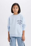 Girls' Relaxed Fit Printed Crew Neck Sweatshirt