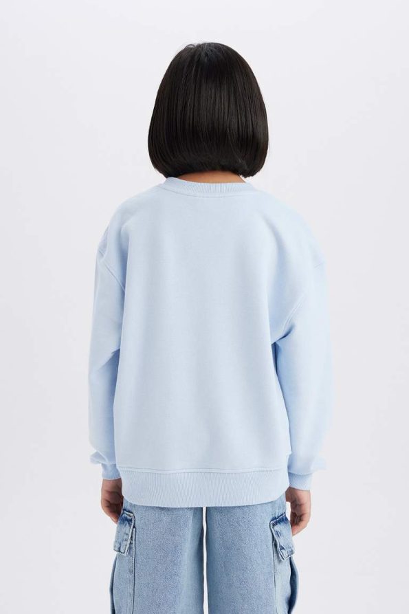 Girls' Relaxed Fit Printed Crew Neck Sweatshirt