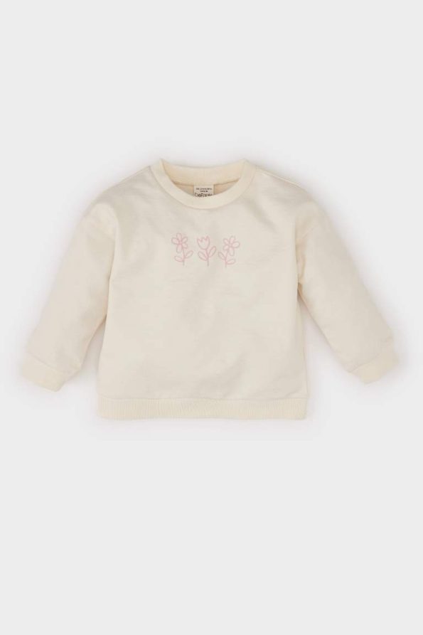 Girls' Printed Crew Neck Sweatshirt