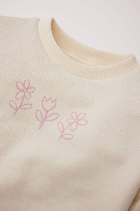 Girls' Printed Crew Neck Sweatshirt