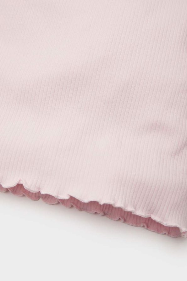 Girls' Long Sleeve Ribbed T-Shirt with Heart Print