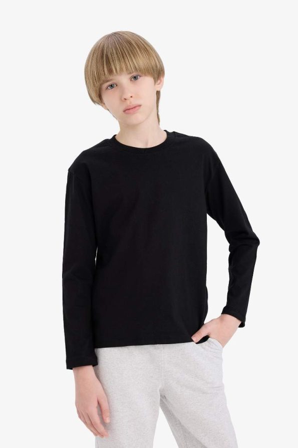 Boys' Basic Long Sleeve Crew Neck T-Shirt