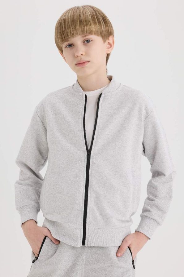 Boys' College Collar Bomber Cardigan