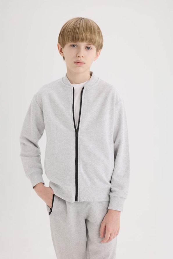 Boys' College Collar Bomber Cardigan