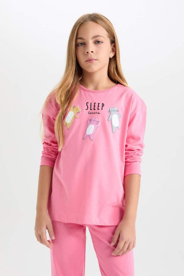 Girls' Pajama Set Long Sleeve Top and Long Bottom