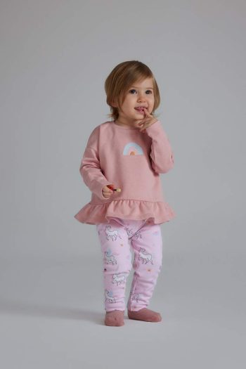 Girls' Baby 2-Piece Set with Unicorn Print Sweatshirt and Elastic Waist Pants