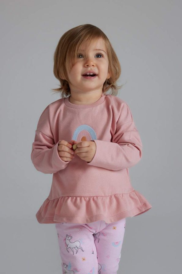 Girls' Baby 2-Piece Set with Unicorn Print Sweatshirt and Elastic Waist Pants
