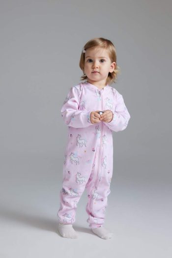 Newborn Baby Girl Unicorn Print Long Sleeve Romper Set
