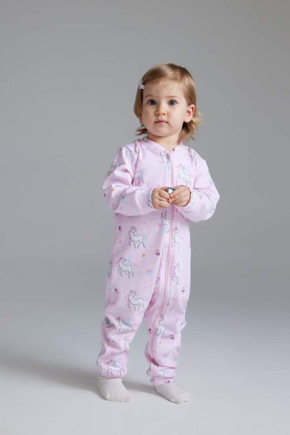Newborn Baby Girl Unicorn Print Long Sleeve Romper Set
