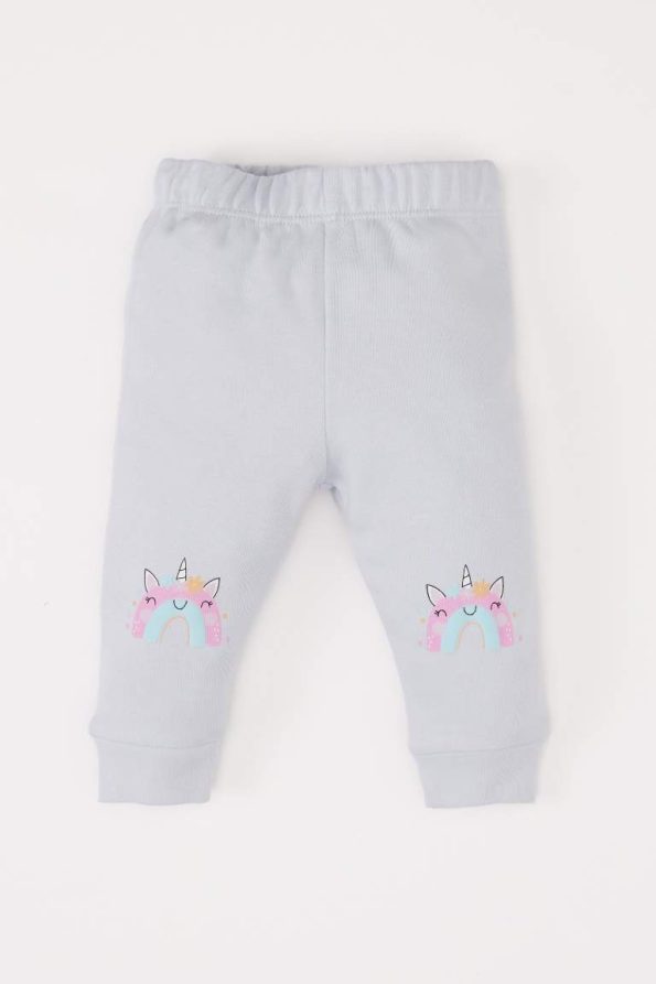 Girls' Baby 2-Piece Unicorn Print Long Sleeve Bodysuit with Elastic Waist Bottom