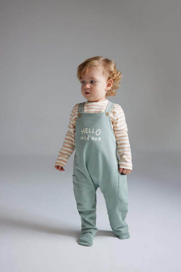 Boys' Baby 2-Piece Set Striped Long Sleeve Printed Overalls
