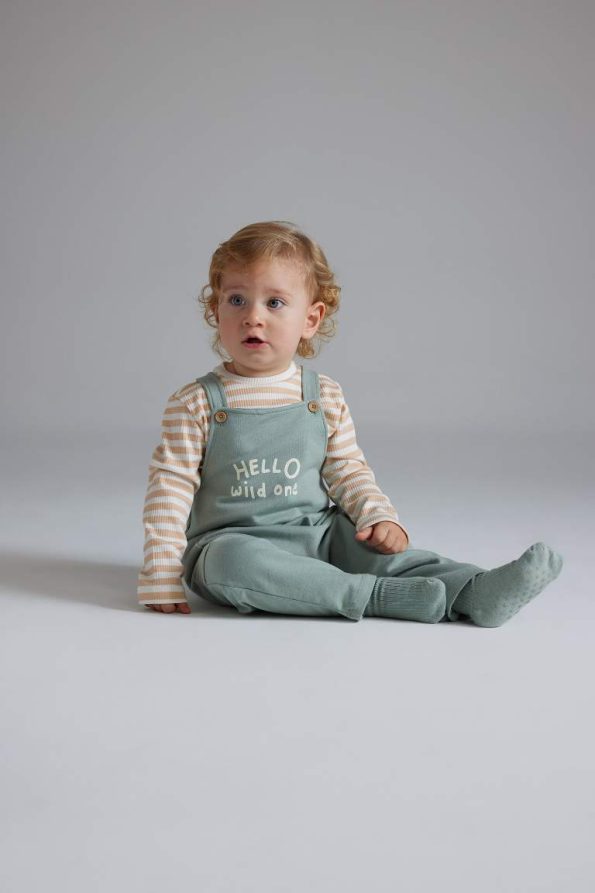 Boys' Baby 2-Piece Set Striped Long Sleeve Printed Overalls