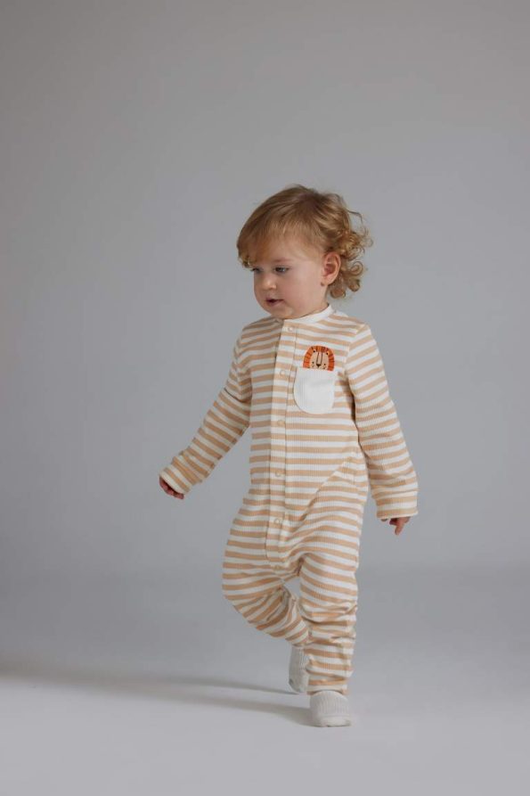 Baby Boy Newborn Striped Ribbed Long Sleeve Onesie