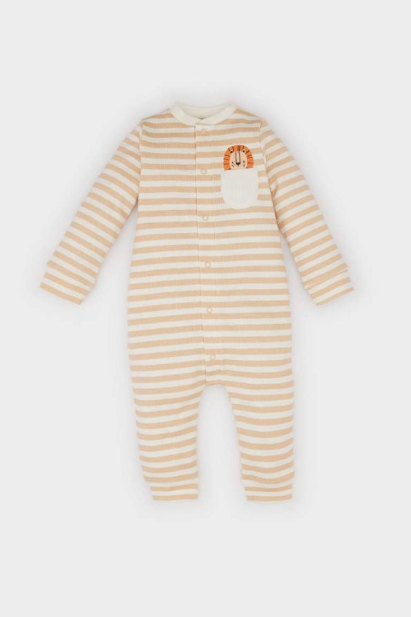 Baby Boy Newborn Striped Ribbed Long Sleeve Onesie