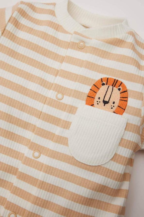 Baby Boy Newborn Striped Ribbed Long Sleeve Onesie