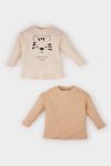 Boys' Newborn Printed Ribbed Long Sleeve T-Shirt Set